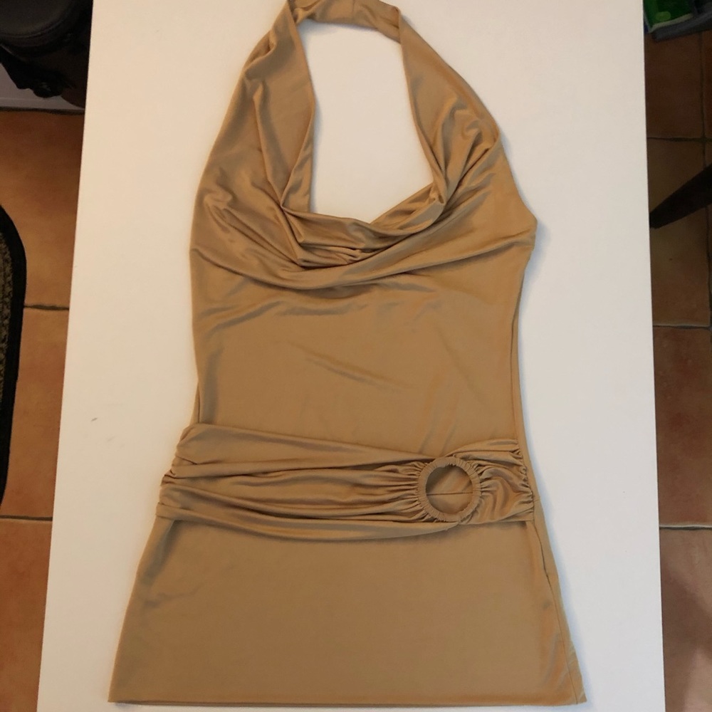 Guess early 2000’s style gold mini halter dress